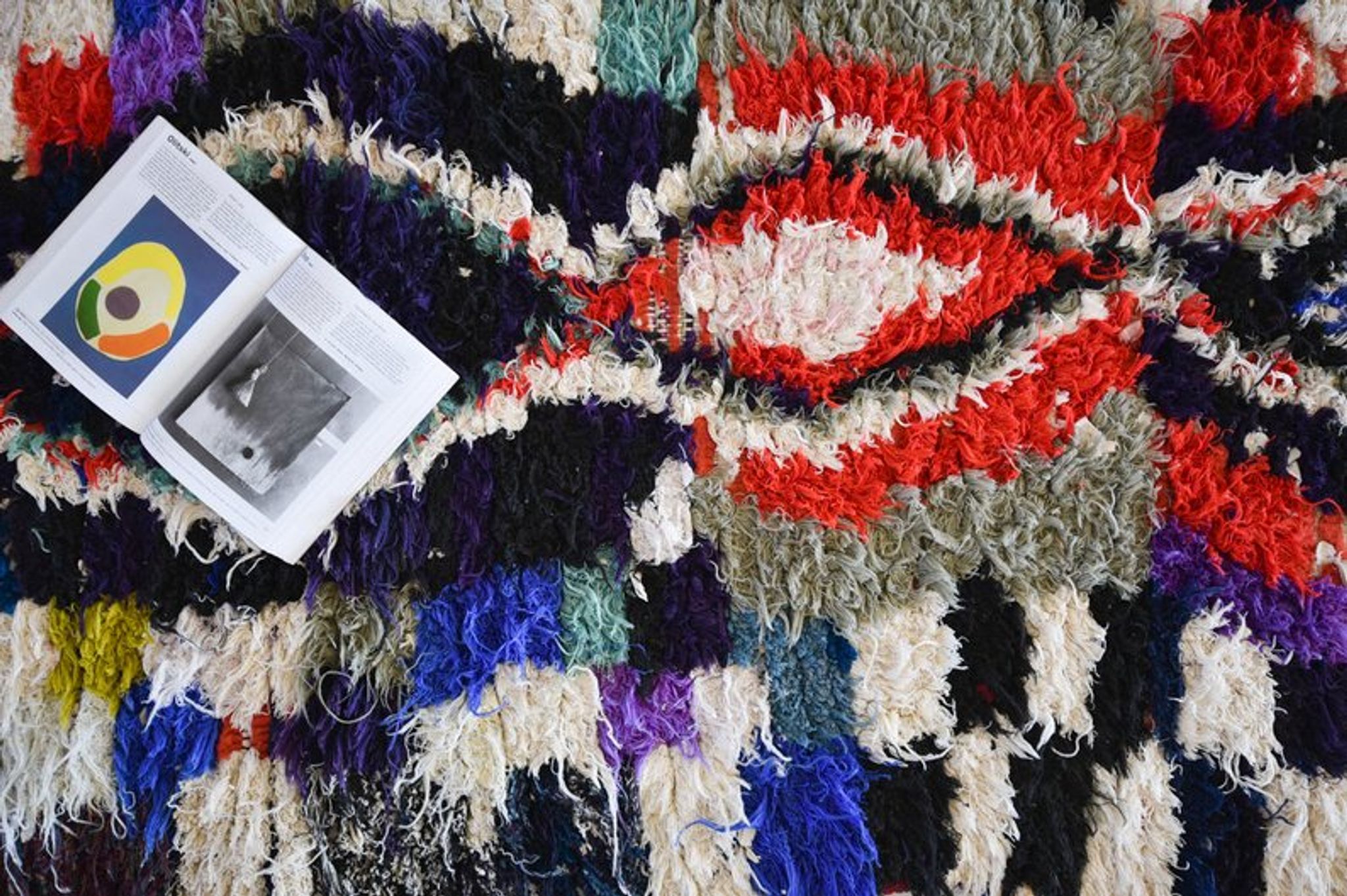 Boucherouite Moroccan rug in wool 180 cm x 60 cm