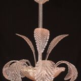 Lustre Art Déco rose Barovier e Toso, verre de Murano, années 1950