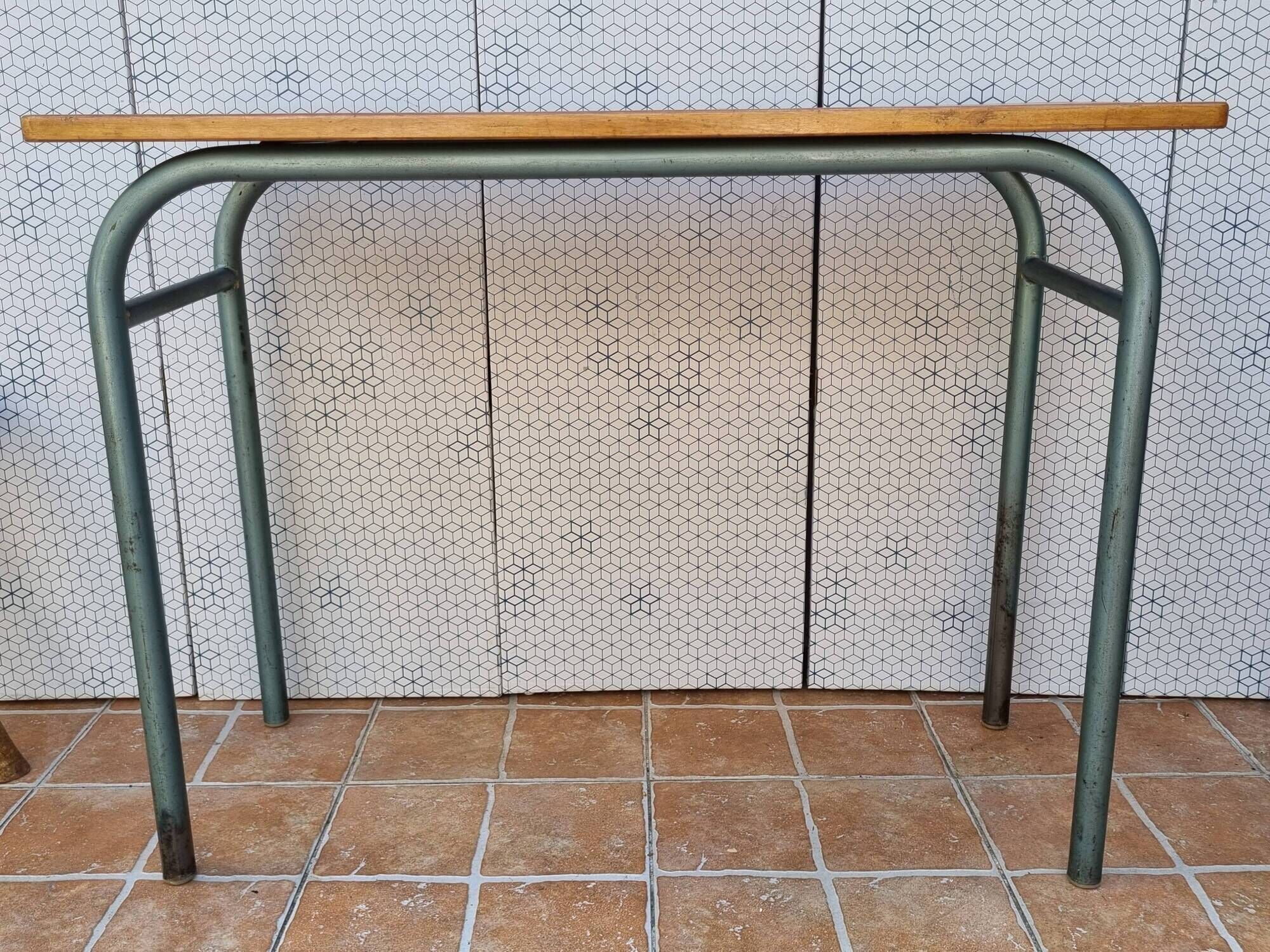 Vintage wooden and metal school desk