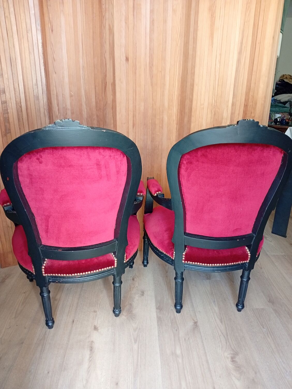 Pair of Louis XV style cabriolet armchairs