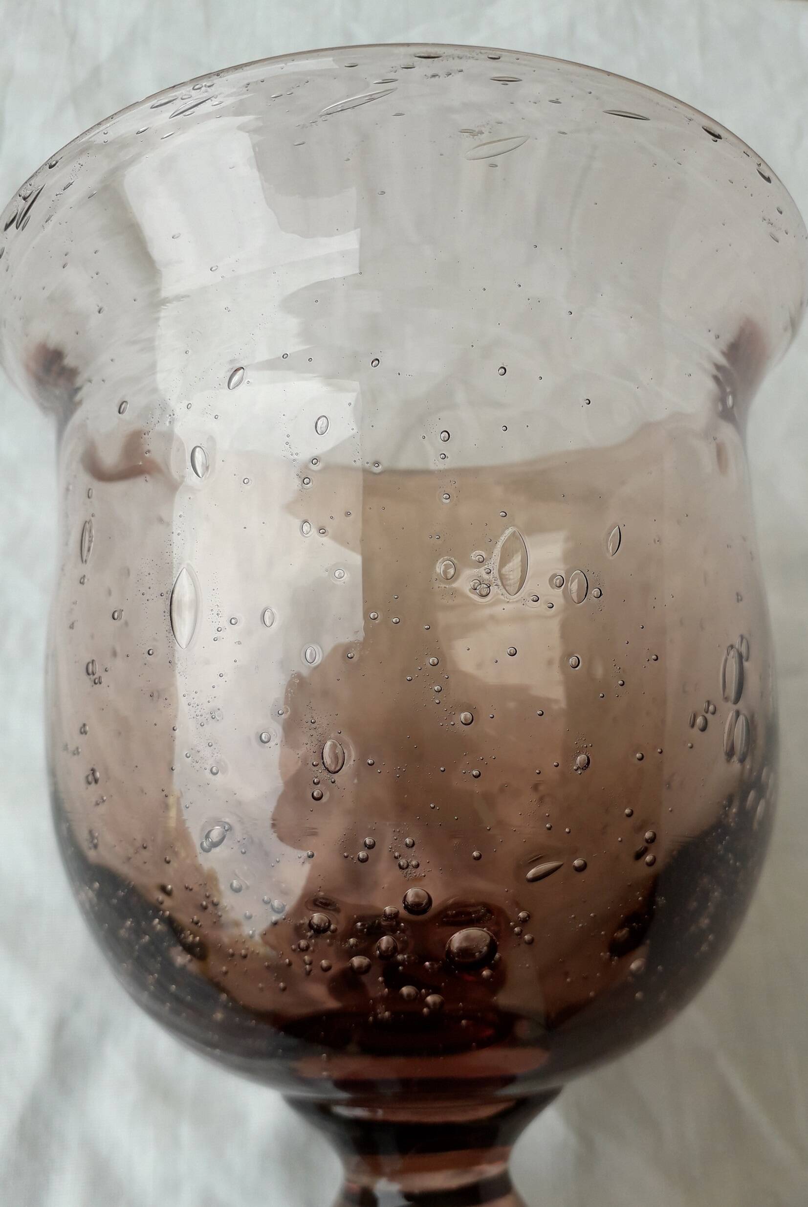 Stemmed glass in bubbled glass