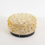 Original 1970’s amber Glass ‘Flower’ wall lamps by Erco