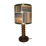 Lamp foot vintage wood turned fabric lampshade