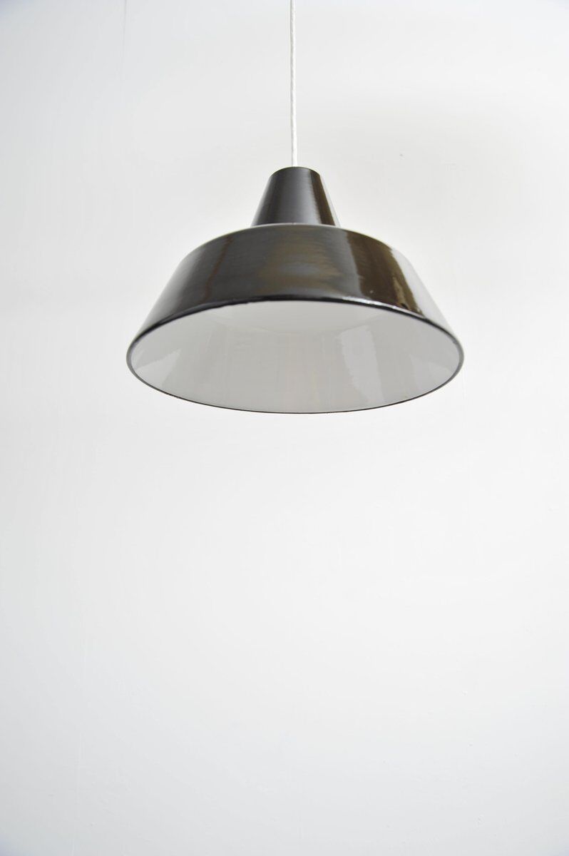 Black enamel ceiling lamp by Louis Poulsen, 1950s