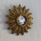 Miroir vintage 1960 soleil oeil de sorcière or - 27 cm