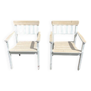 2 refurbished Ikea wooden armchairs
