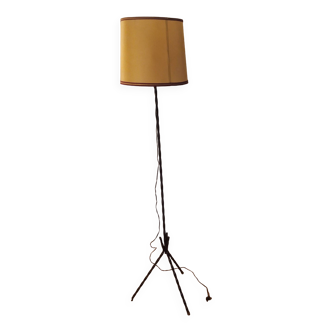 Vintage tripod wrought iron floor lamp 1960 original lampshade