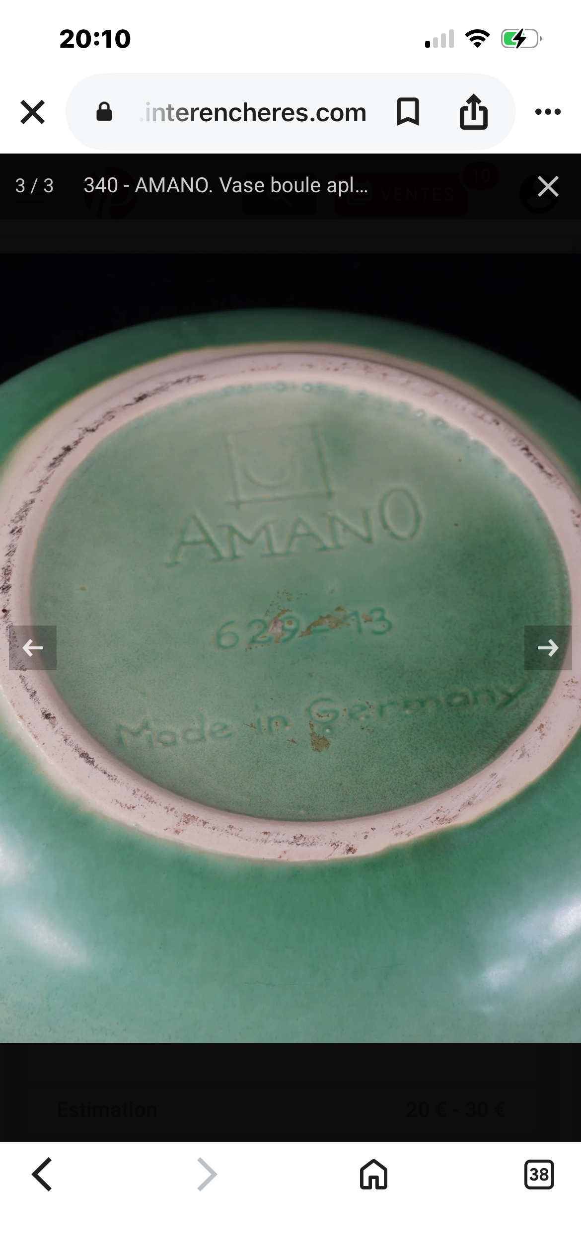 German vase design Amano in glazed ceramic, green gradient.