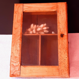 Vitrine murale ancienne en bois et verre