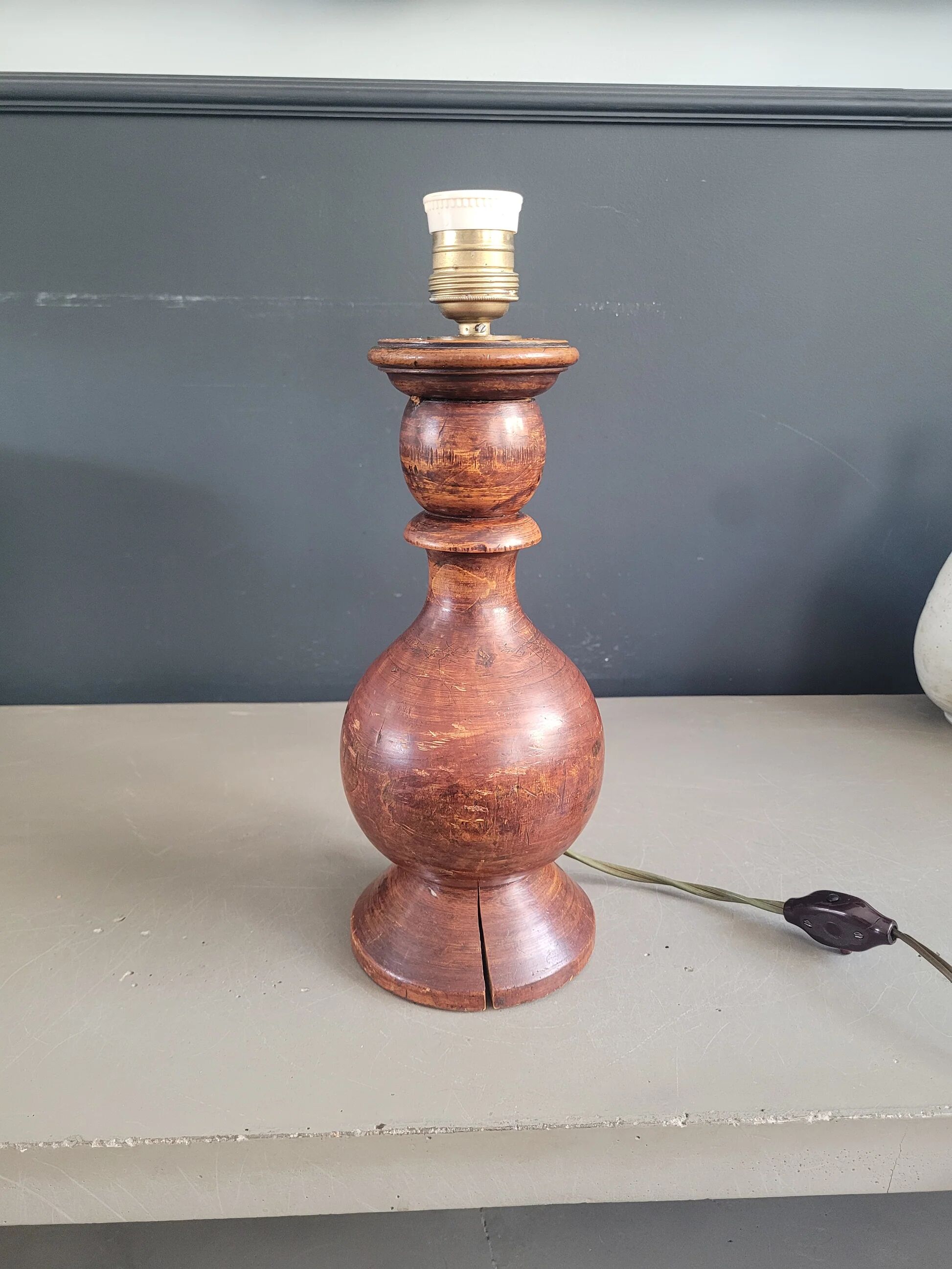 Turned wooden lamp base