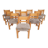 Set of 10 pinewood dining chair in the style of Ate van Apeldoorn, The Netherlands 1970's