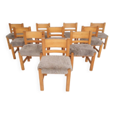 Set of 10 pinewood dining chair in the style of Ate van Apeldoorn, The Netherlands 1970's