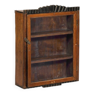 Old brown art deco showcase teak wood piece of origin india