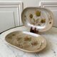 pair of sandstone / ceramic raviers Niderviller Doria Ste Radegonde hand painted 70s