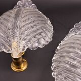 Set of 2 Wall light Trasparent Murano Glass Leave by Barovier e Toso, 1940s