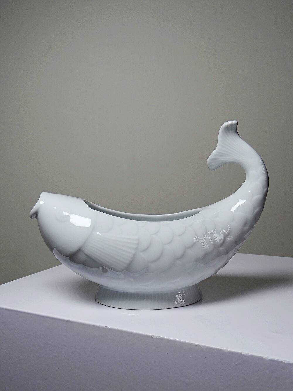 White porcelain sauce boat fish Ocean France, 1970s-1980s