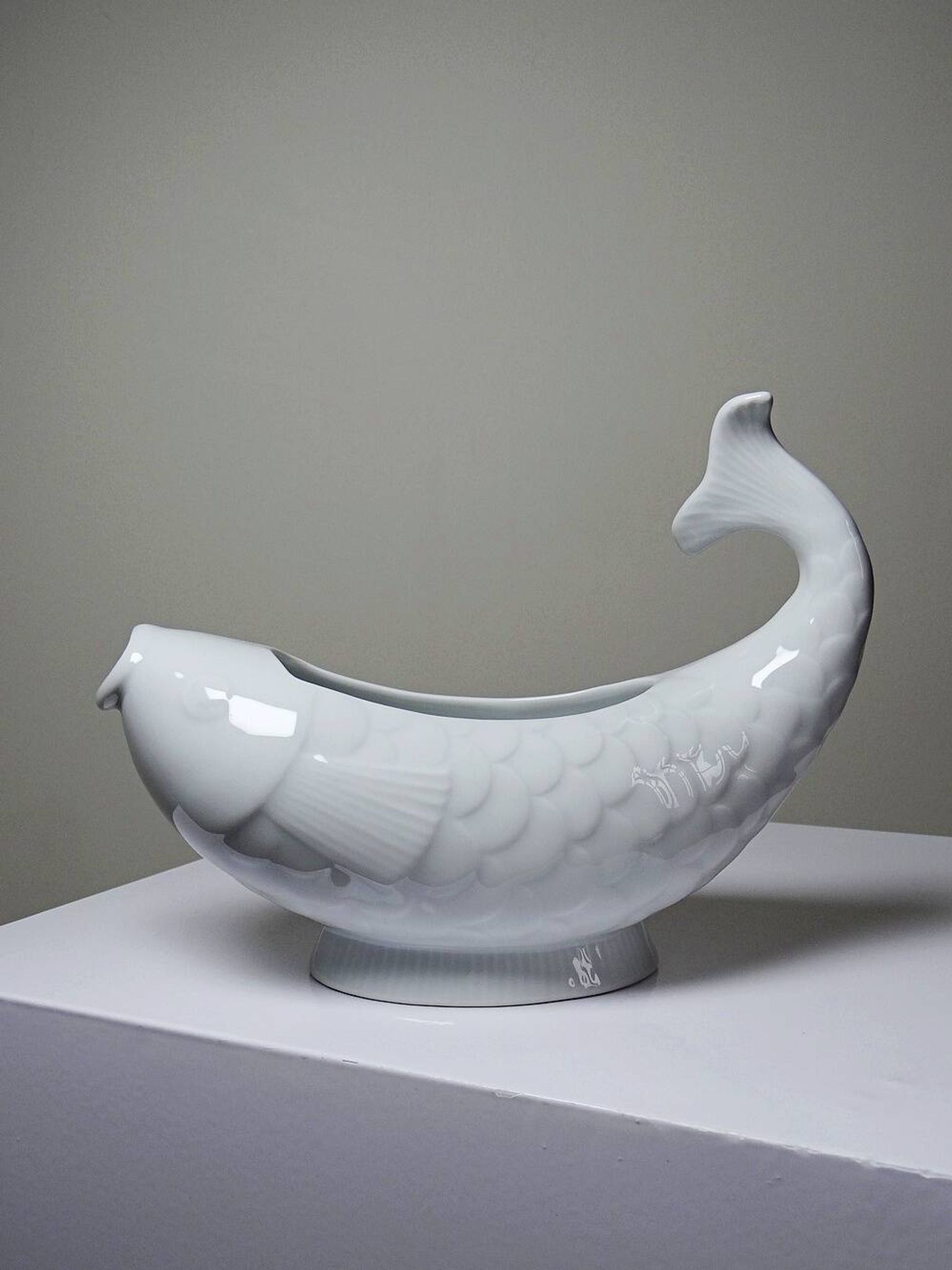 White porcelain sauce boat fish Ocean France, 1970s-1980s