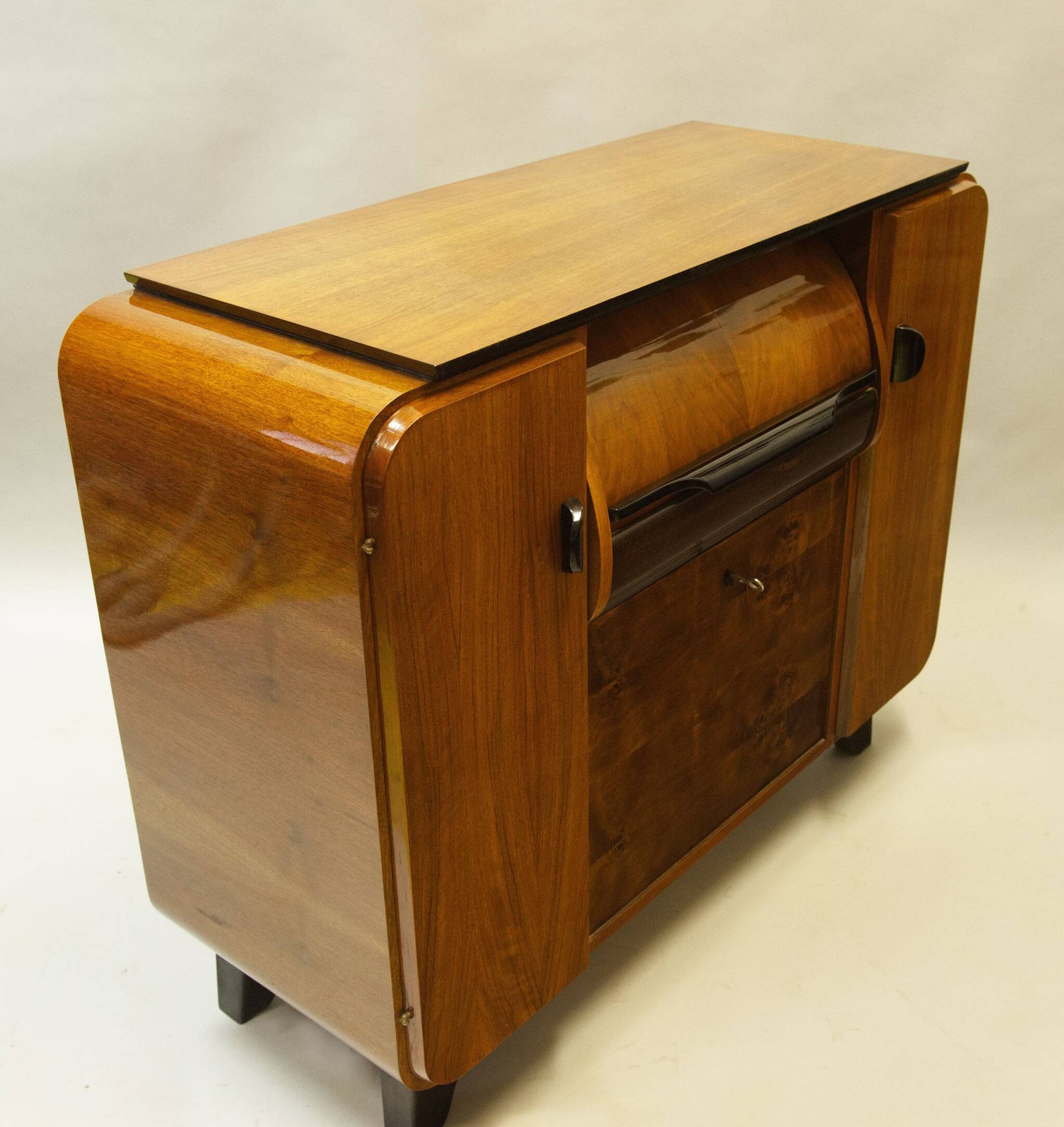 1950s Jindřich Halabala Record Cabinet – Walnut Mid-Century Design Icon