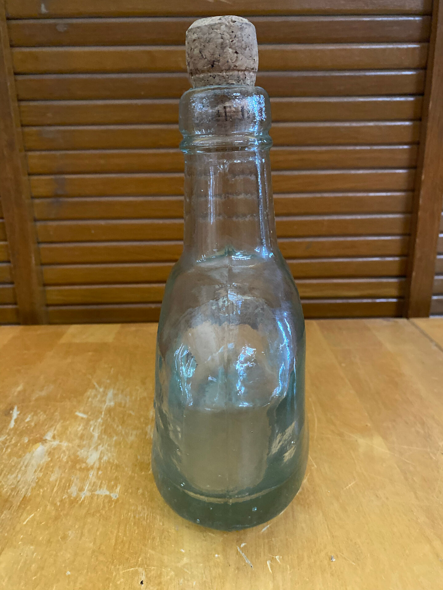 Bouteille Ancienne Verre Bullé + Bouchon Liège Vintage #E349
