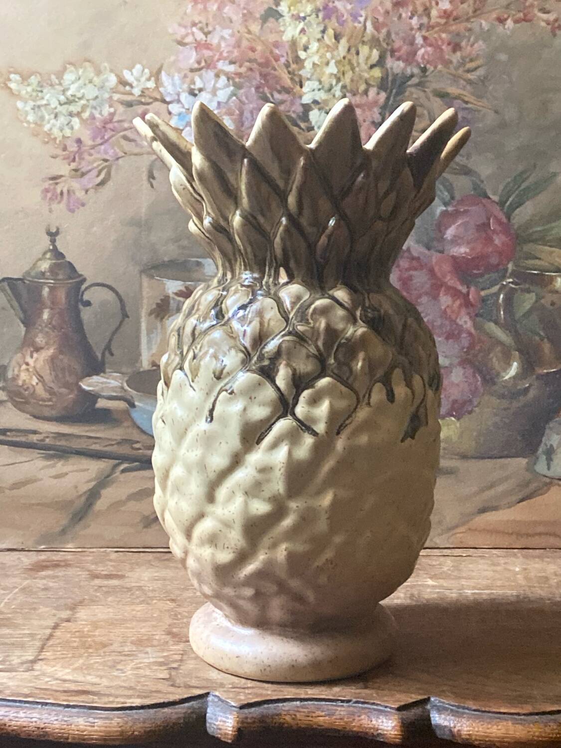 Rhoda pineapple vase in vintage earthenware