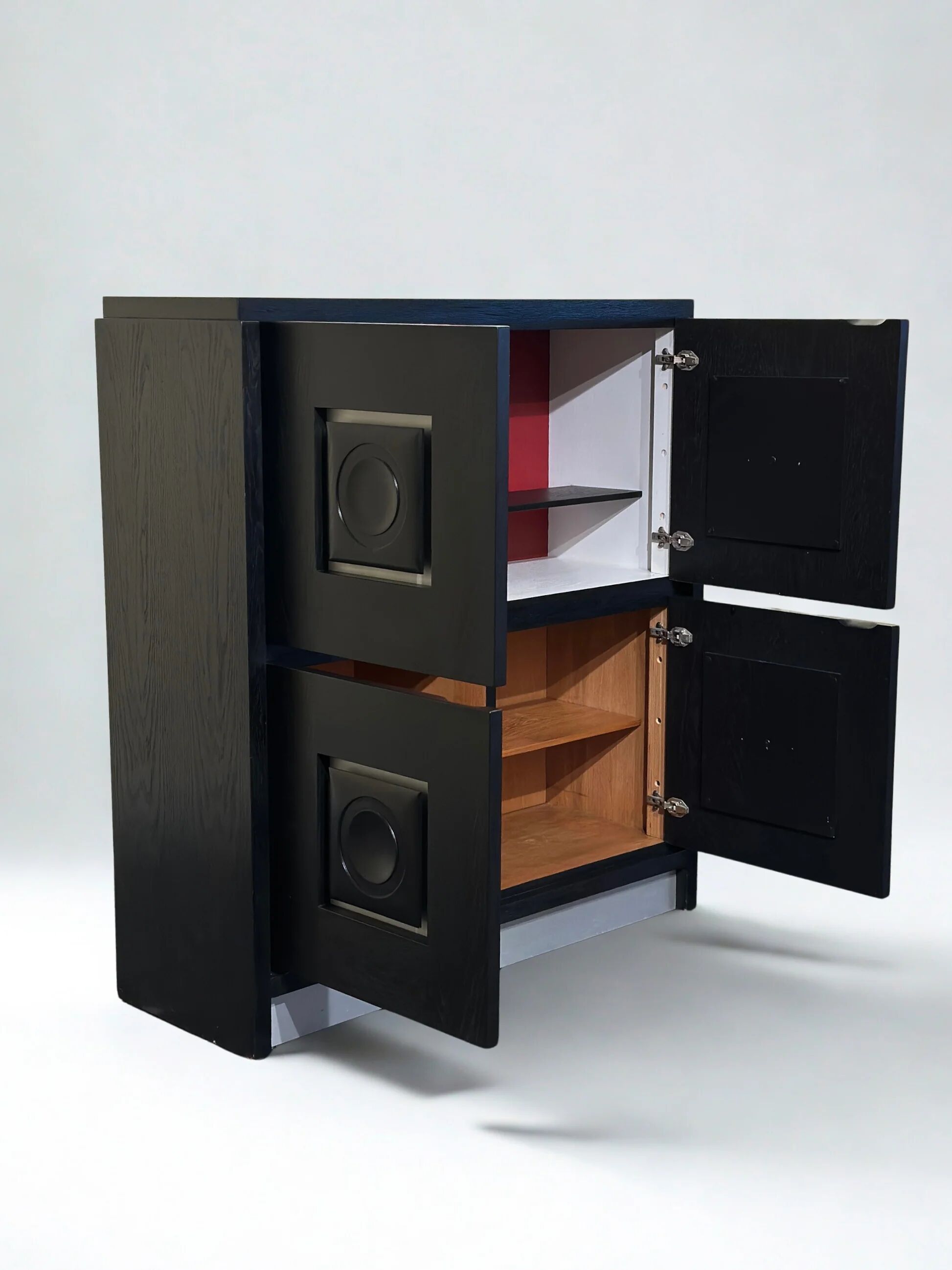 Belgian brutalist black bar cabinet