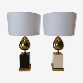 Paire de lampes artichauts 1970