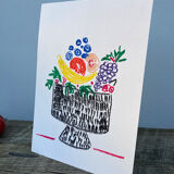 Bouquet de fleurs au pastel sec sur papier illustration originale