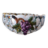 Earthenware malicorne openwork ball basket signed emile tessier