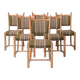 Set of six oak mid-century dining chairs