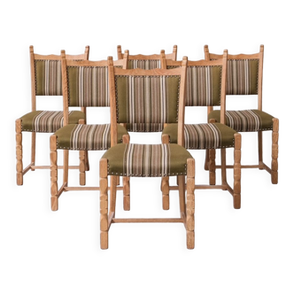 Set of six oak mid-century dining chairs