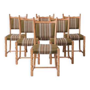 Set of six oak mid-century dining chairs