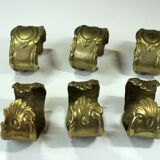 6 solid brass napkin holder, napkin rings, vintage from the 1960s, in original box