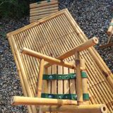 Vintage Banbou coffee table and folding stools
