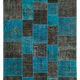 Hand-knotted turkish vintage 200 cm x 297 cm black patchwork carpet