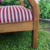 Restored oak and fabric armchair