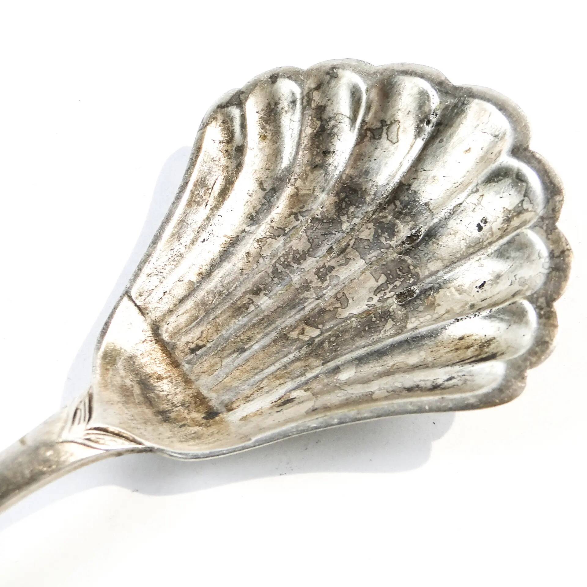 Art Deco sugar spoon, silver-plated brass, Poland, 1930s