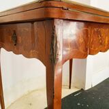 Game table Louis XV style, Napoleon III period (bronze fall and bronze belt, marqueteri