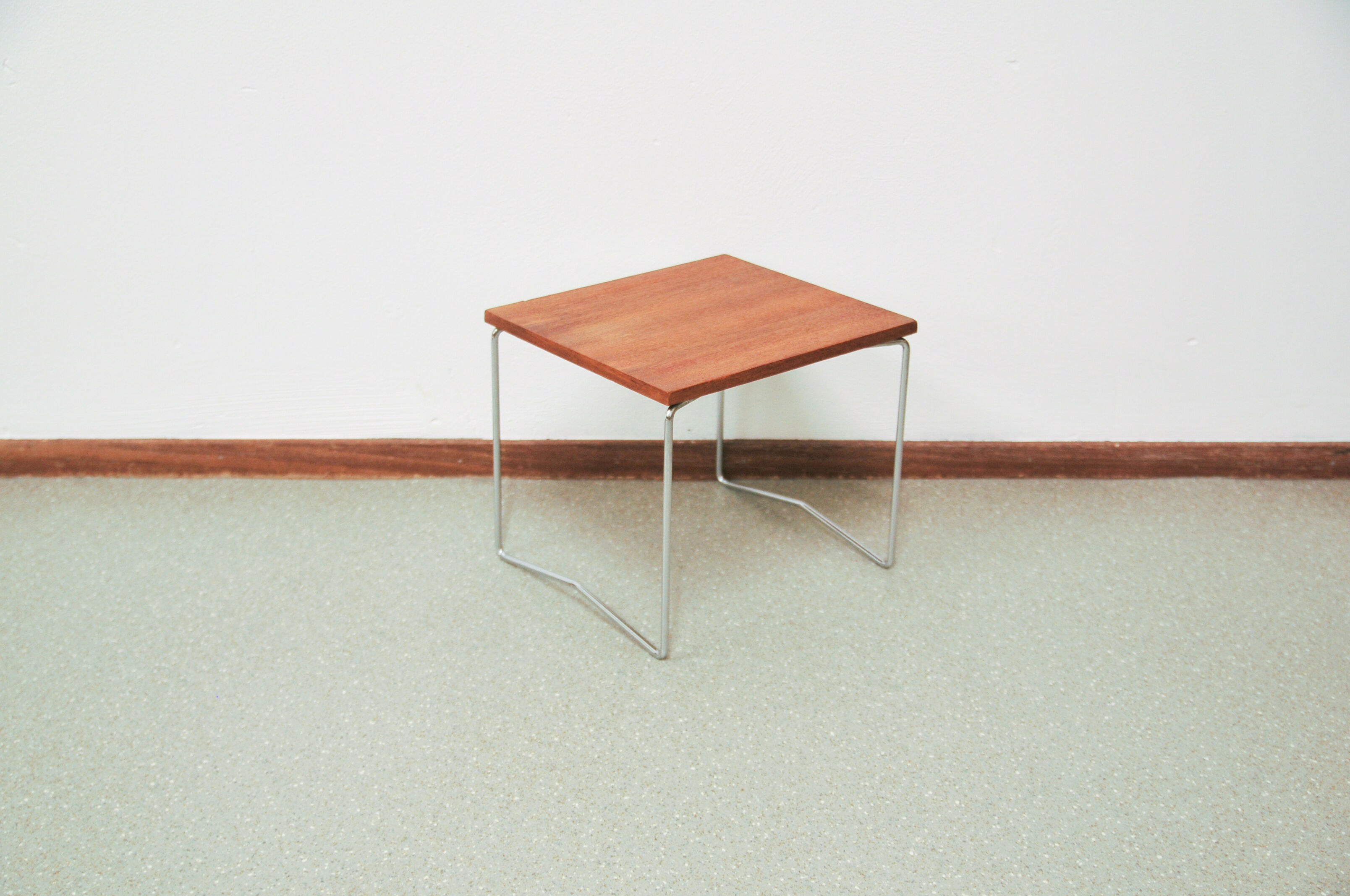 Vintage small teak table metal frame