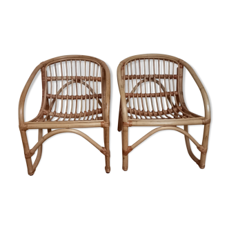 Duo of rattan shell chairs