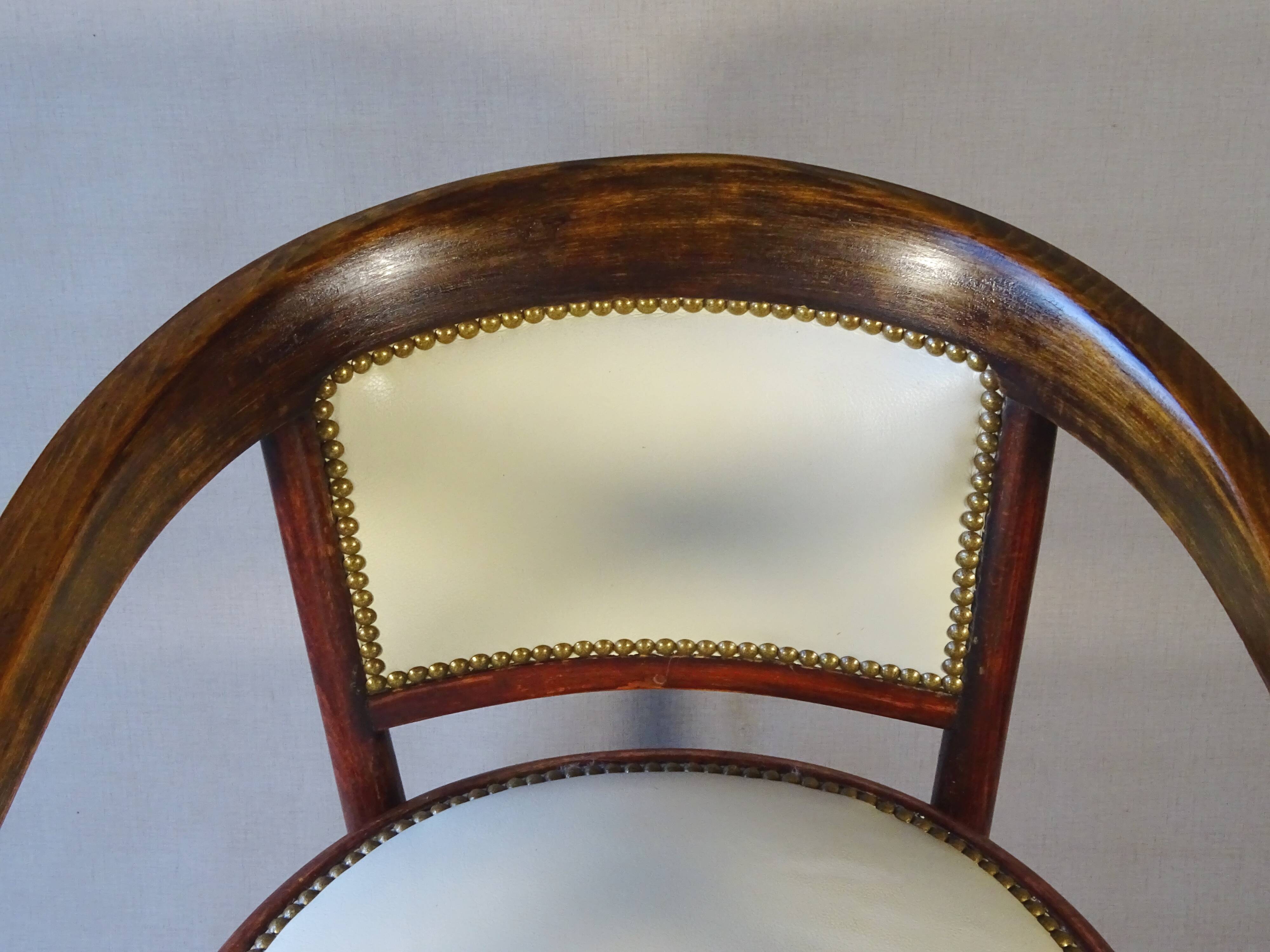 Art Deco desk chair by Fischel in bentwood and leather, 1925