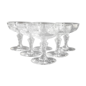 6 verres à champagne ou à cerises - Art nouveau