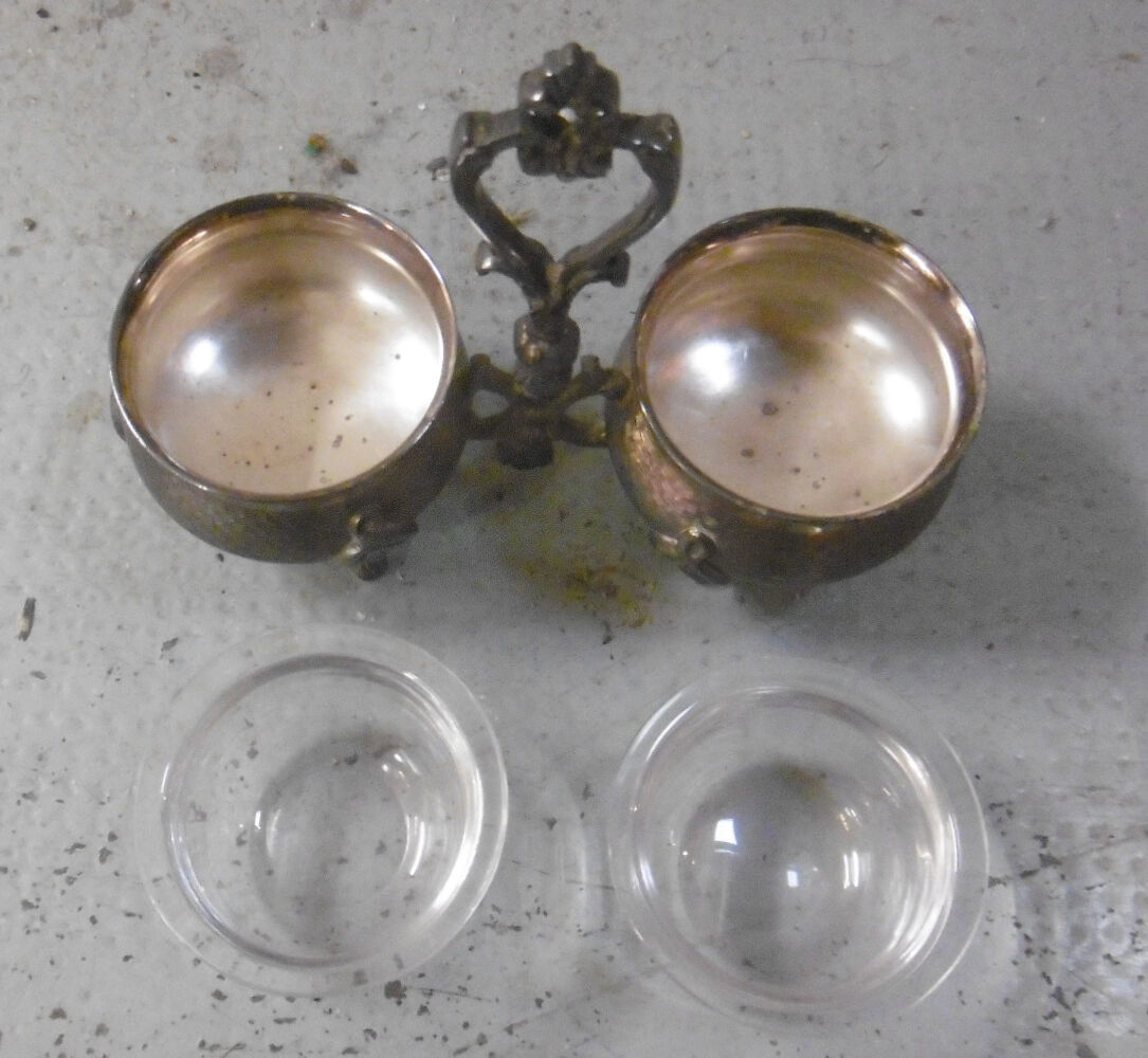 Silver metal table salters - boulenger paris hallmark