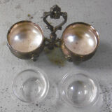 Silver metal table salters - boulenger paris hallmark