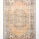 6x9 Vintage Orange & Blue Floral Pattern Turkish Vintage Rug, 180x275 Cm