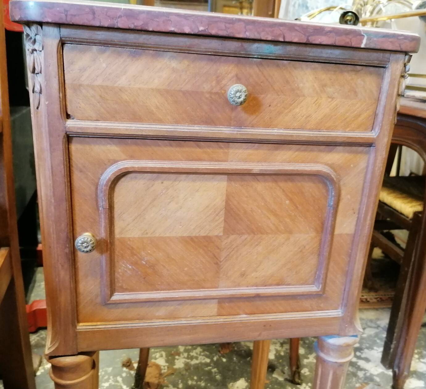 Louis XVI style wooden bedside table.