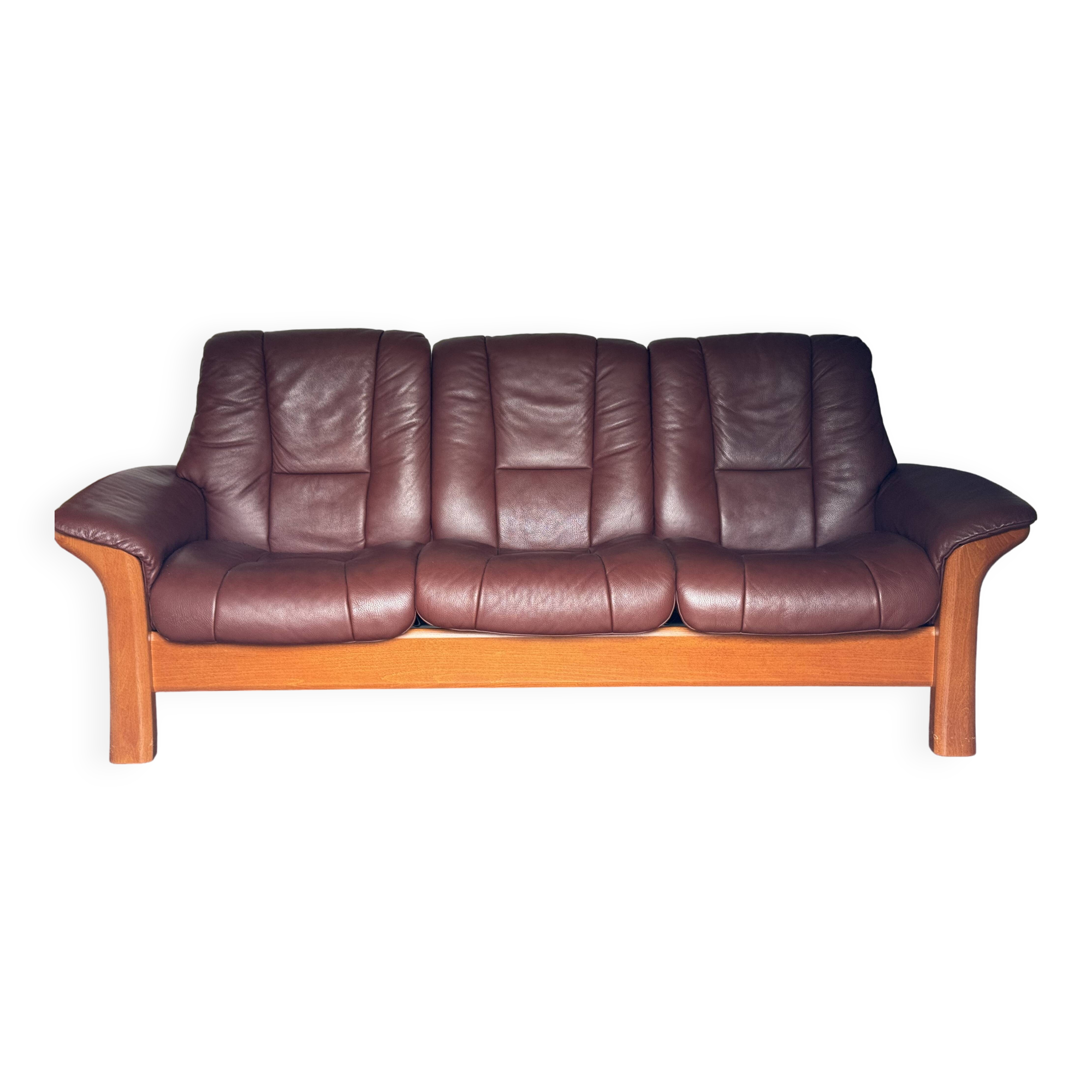 Erkones Stressless 3-seater leather reclining sofa