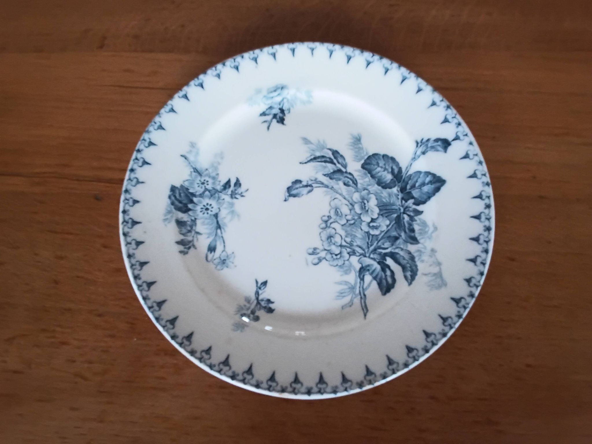 Two antique flat plates from Sarreguemines.