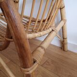 Pair of bamboo and rattan armchairs
