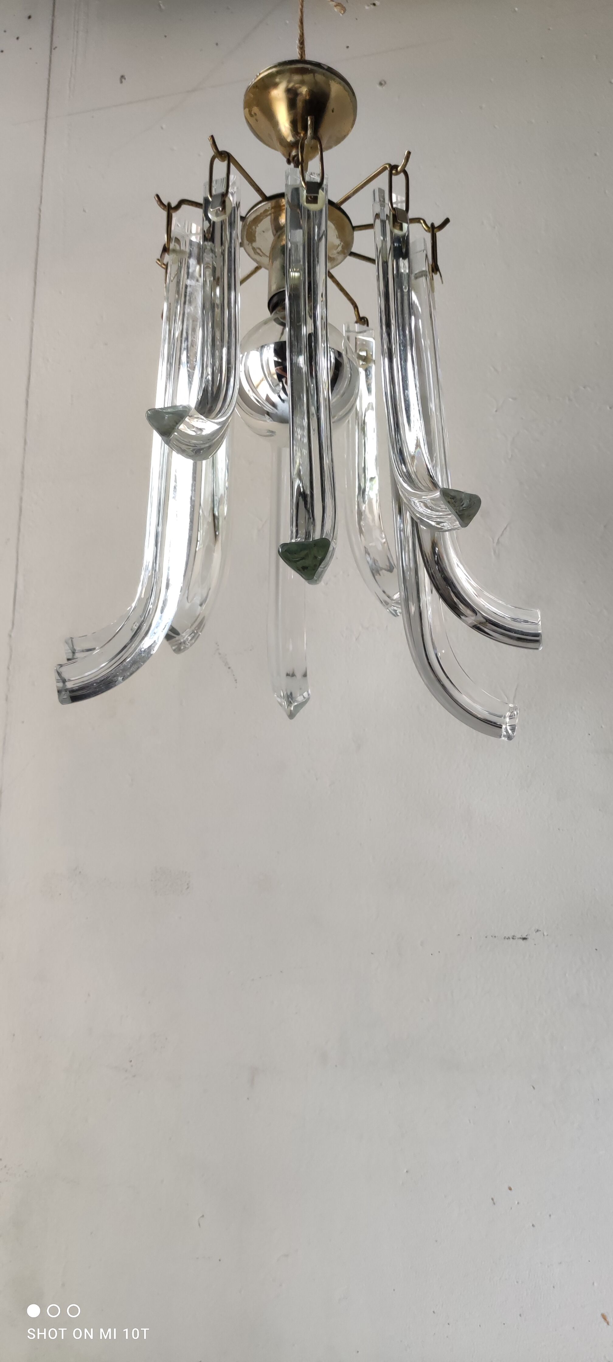 Italian design crystal chandelier from the 70s