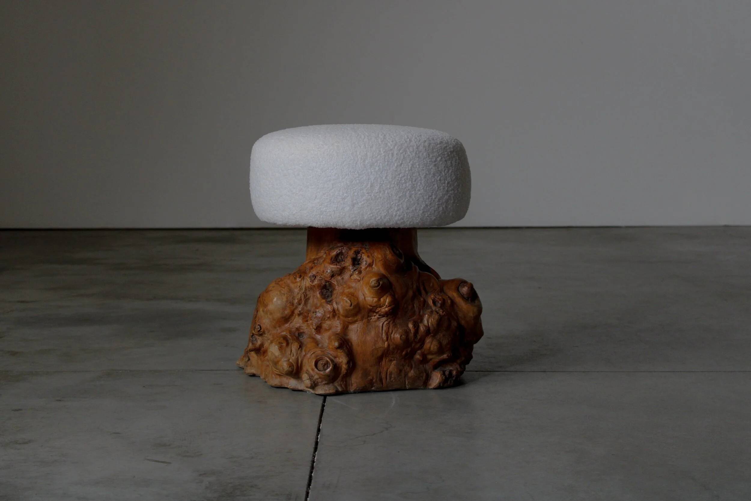 Mushroom shaped stools from burlwood - France 1950s